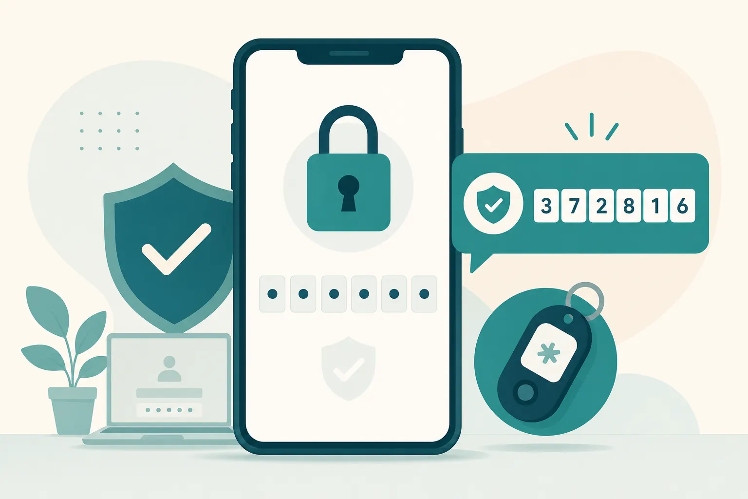 Illustration of a phone showing a two-factor authentication prompt