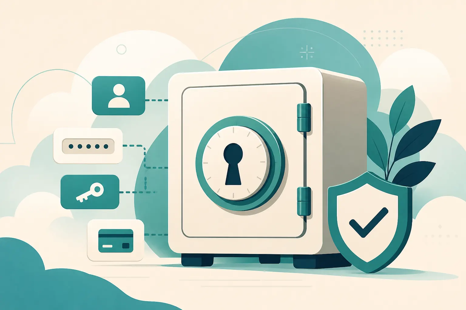 Illustration of a secure vault representing a password manager