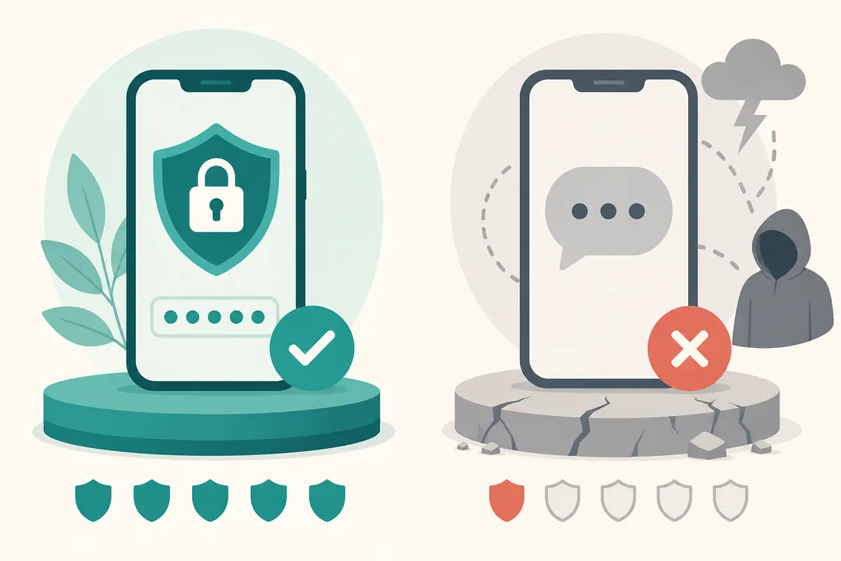Comparison visual of authenticator app versus SMS codes