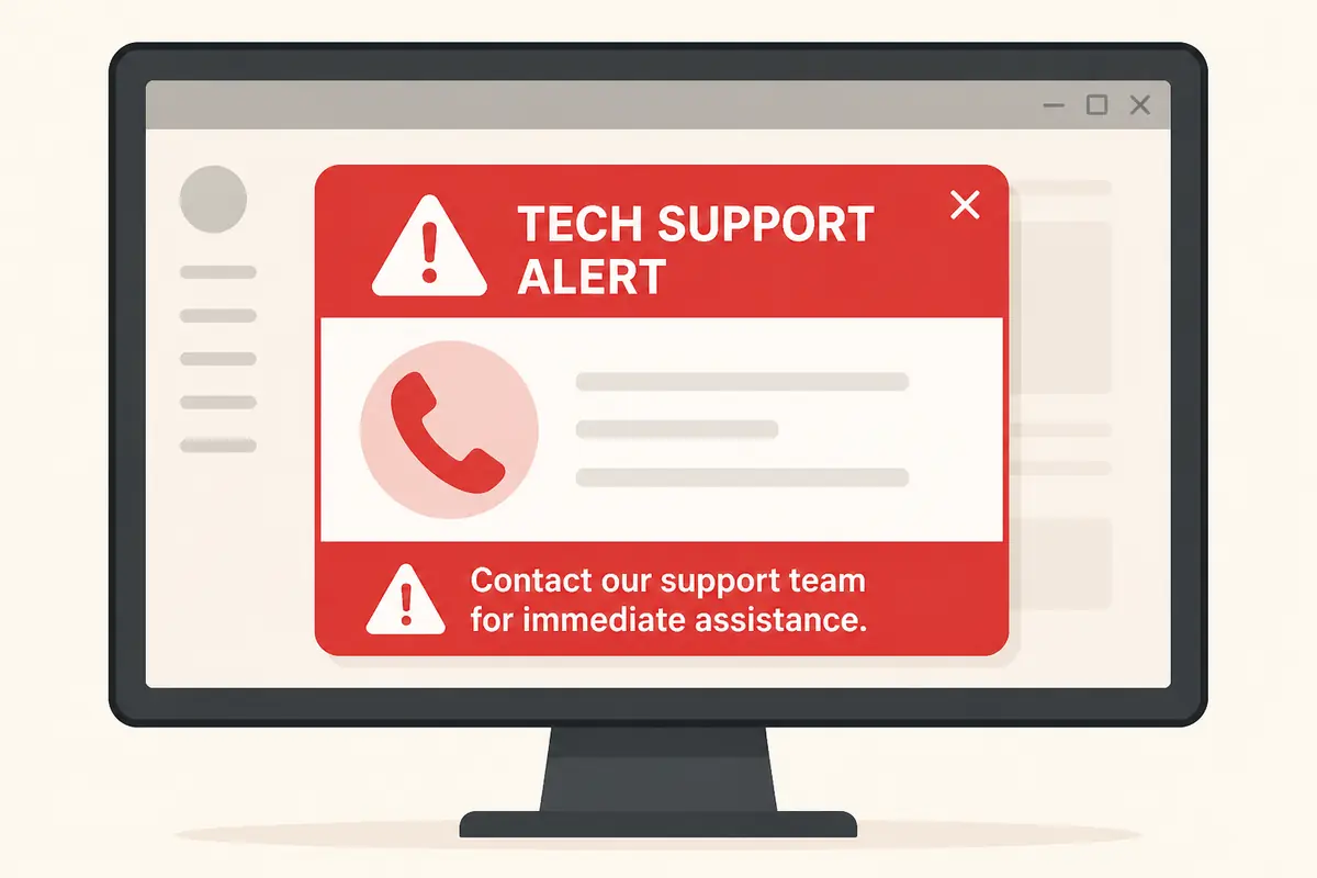 Fake security warning pop-up example style illustration